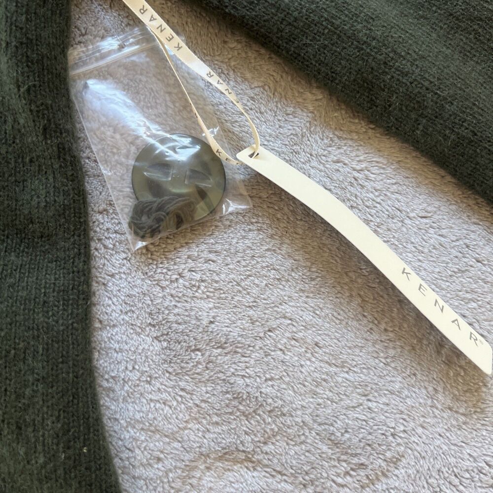 Kenar Cardigan Sweater Size Large Green Lambswool Angora Nylon Single Button - Picture 7 of 11